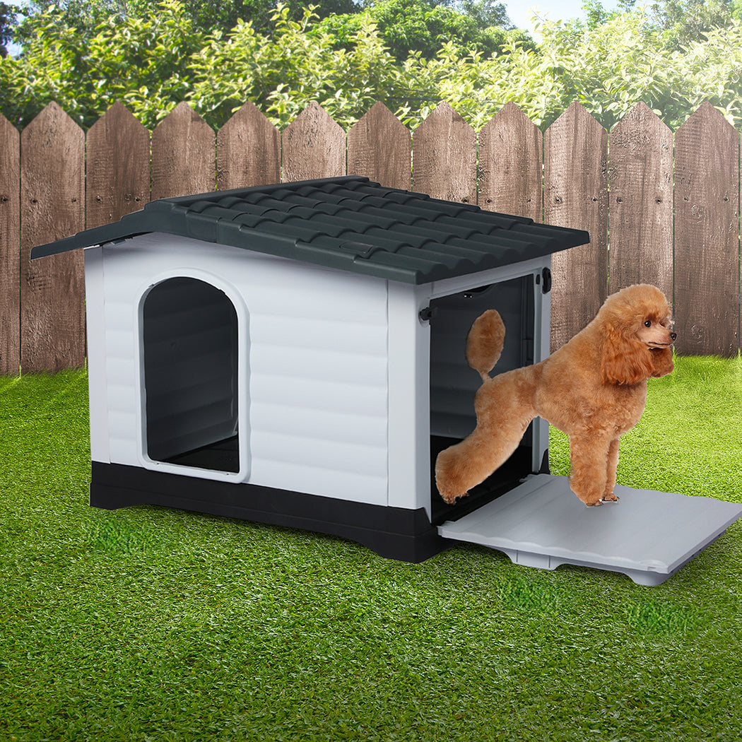 PaWz Dog Kennel Outdoor Indoor Plastic L Grey