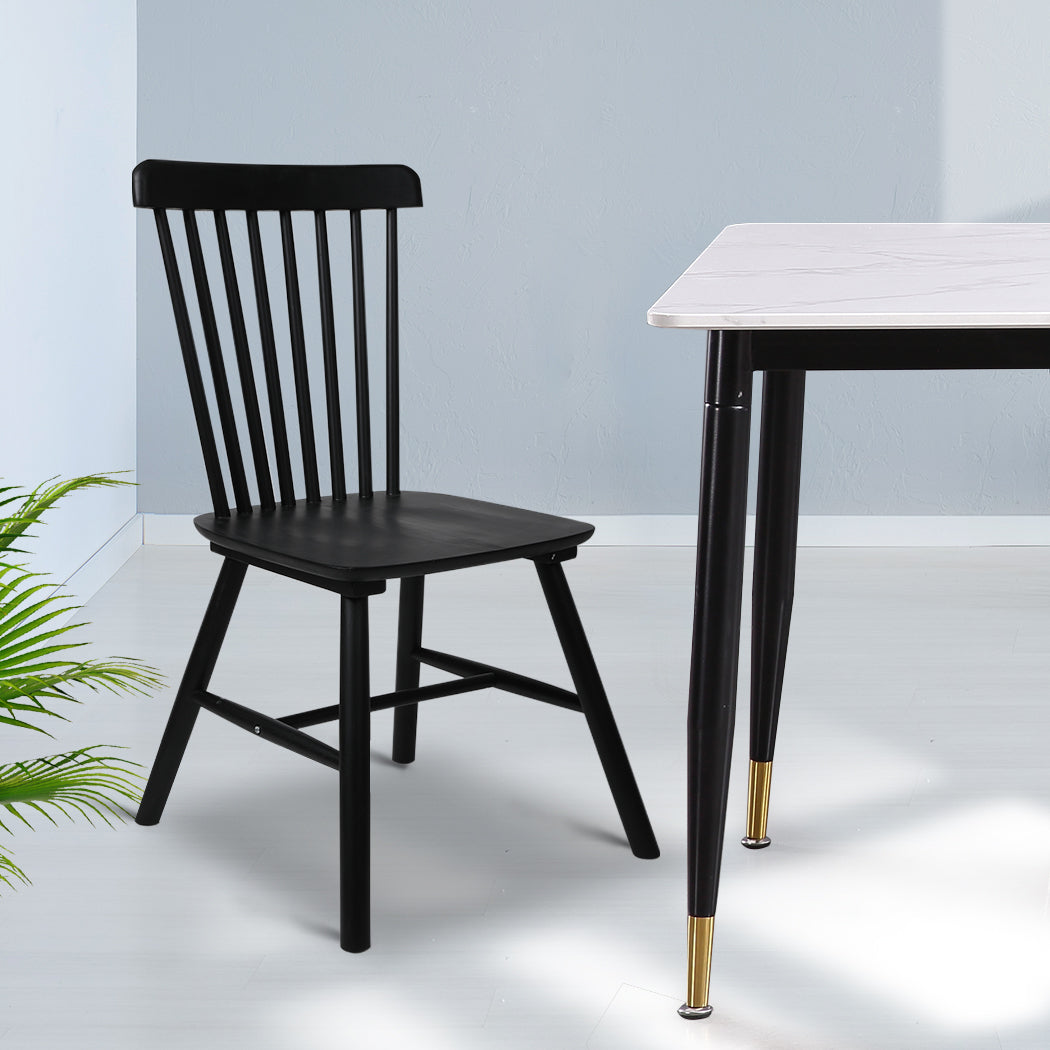 Levede 2x Dining Chairs Kitchen Winsor Black