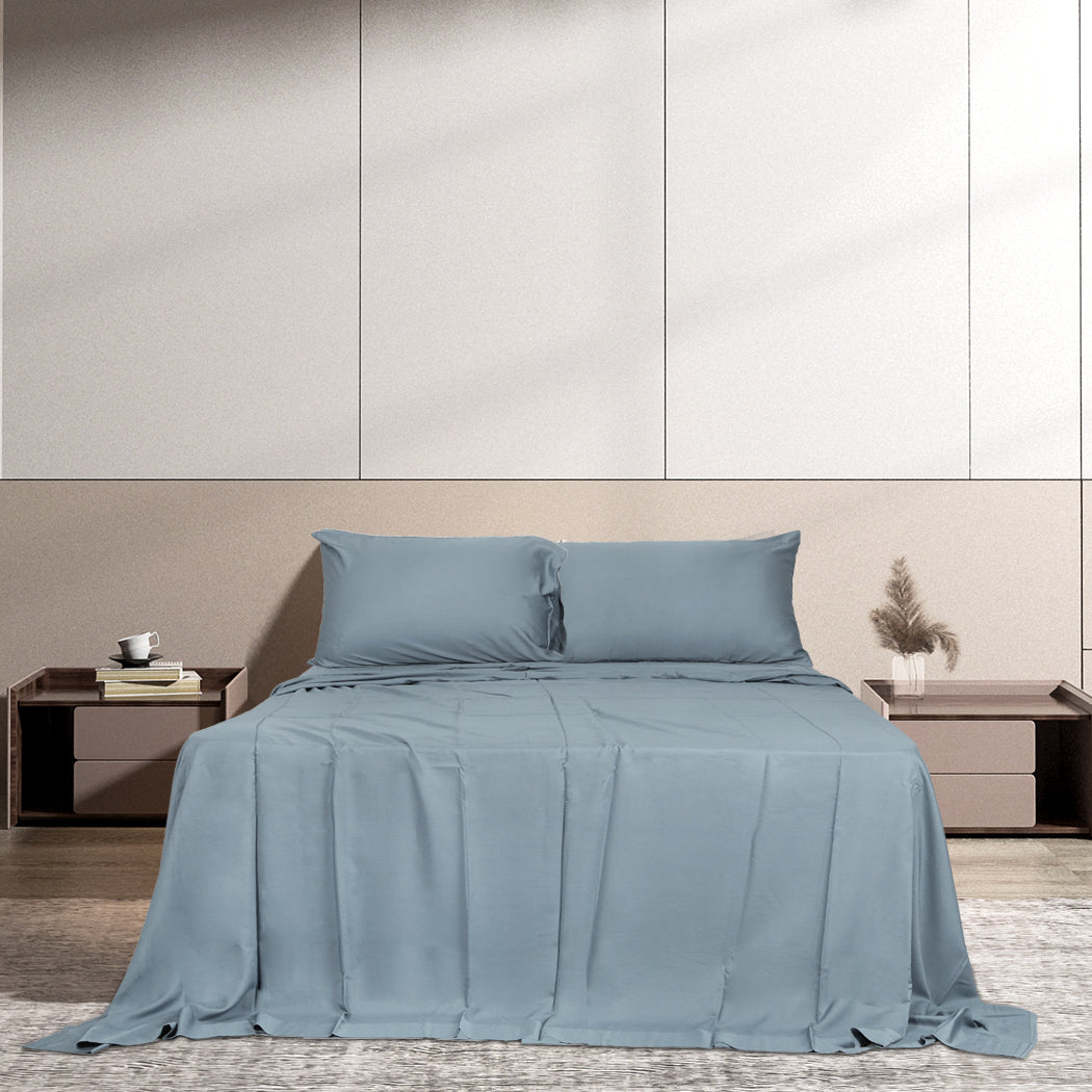 Dreamz 4pcs Double Size 100% Bamboo Bed Sheet Set in Grey Colour