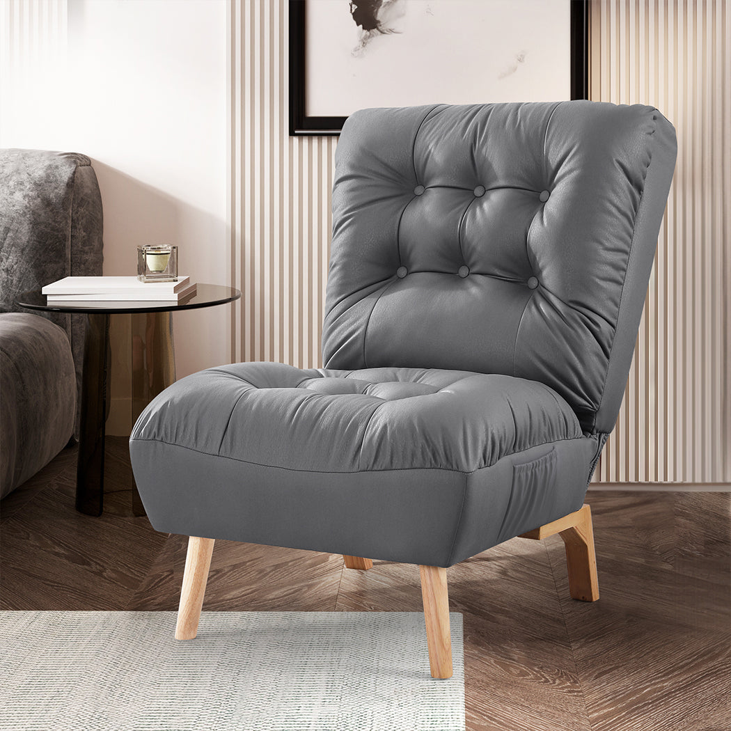 Levede Accent Chair Sofa Recliner Adjustable Grey