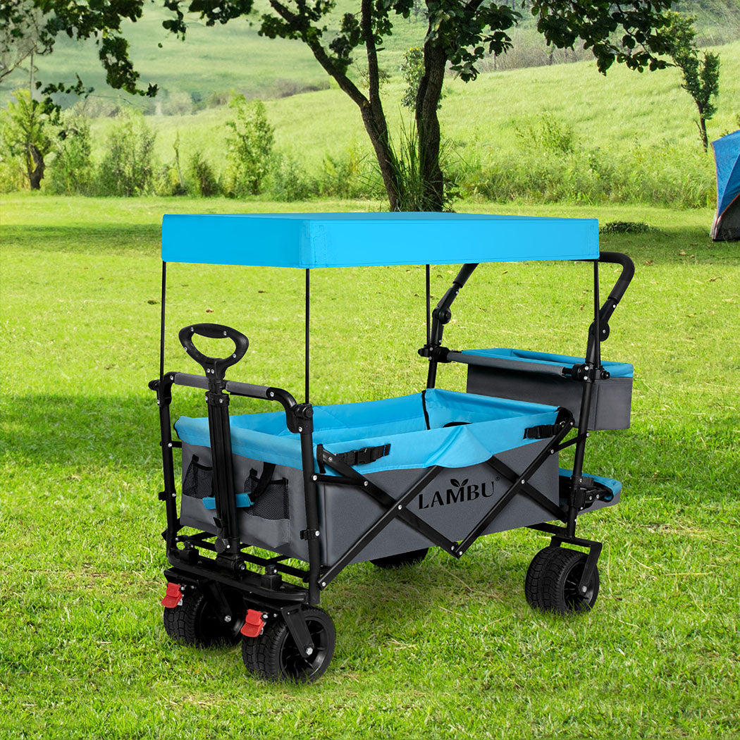 Lambu Camping Cart Garden Trolley 150KG Load Blue