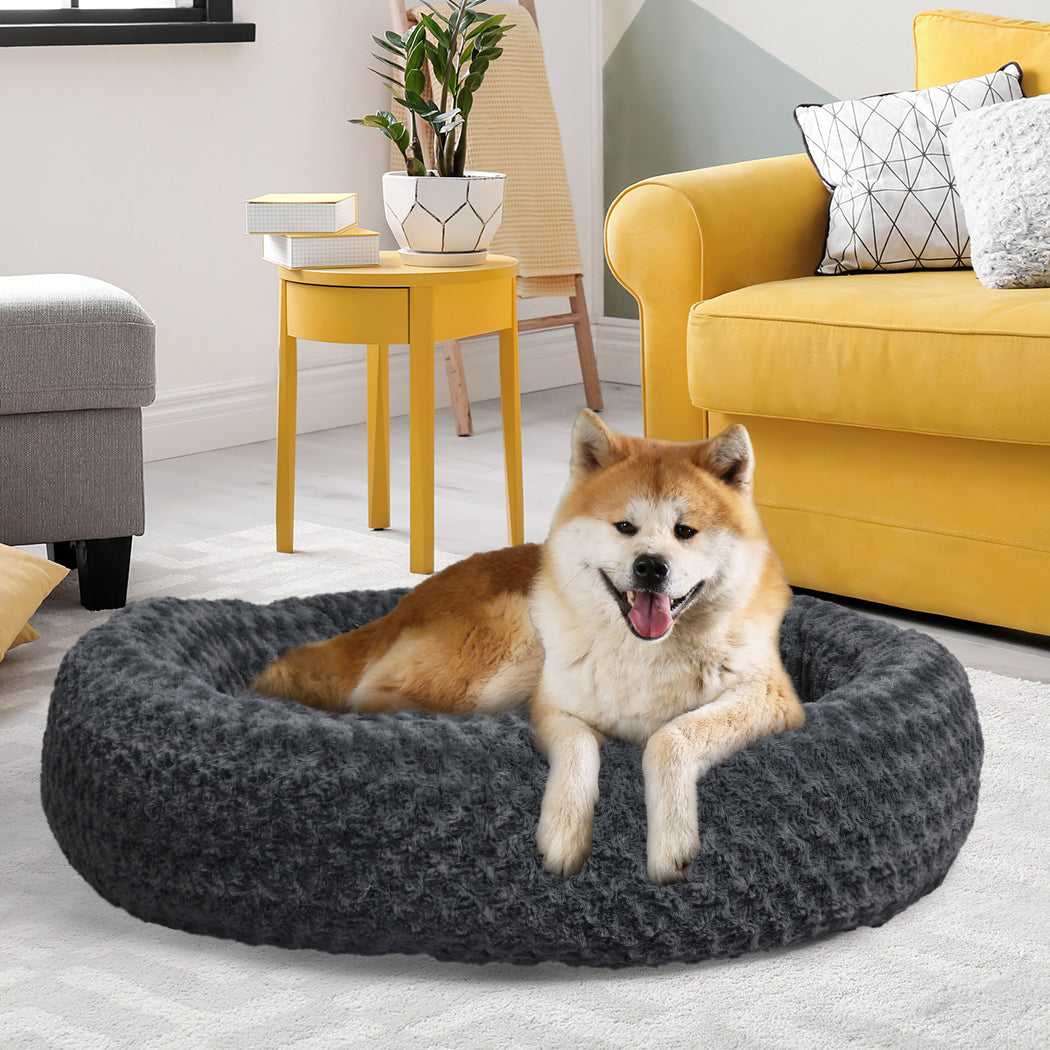 PaWz Calming Dog Bed Warm Soft Plush XL Dark Grey X-Large