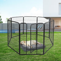 PaWz 8 Panel Pet Dog Playpen Puppy Exercise Black 4kg chicken