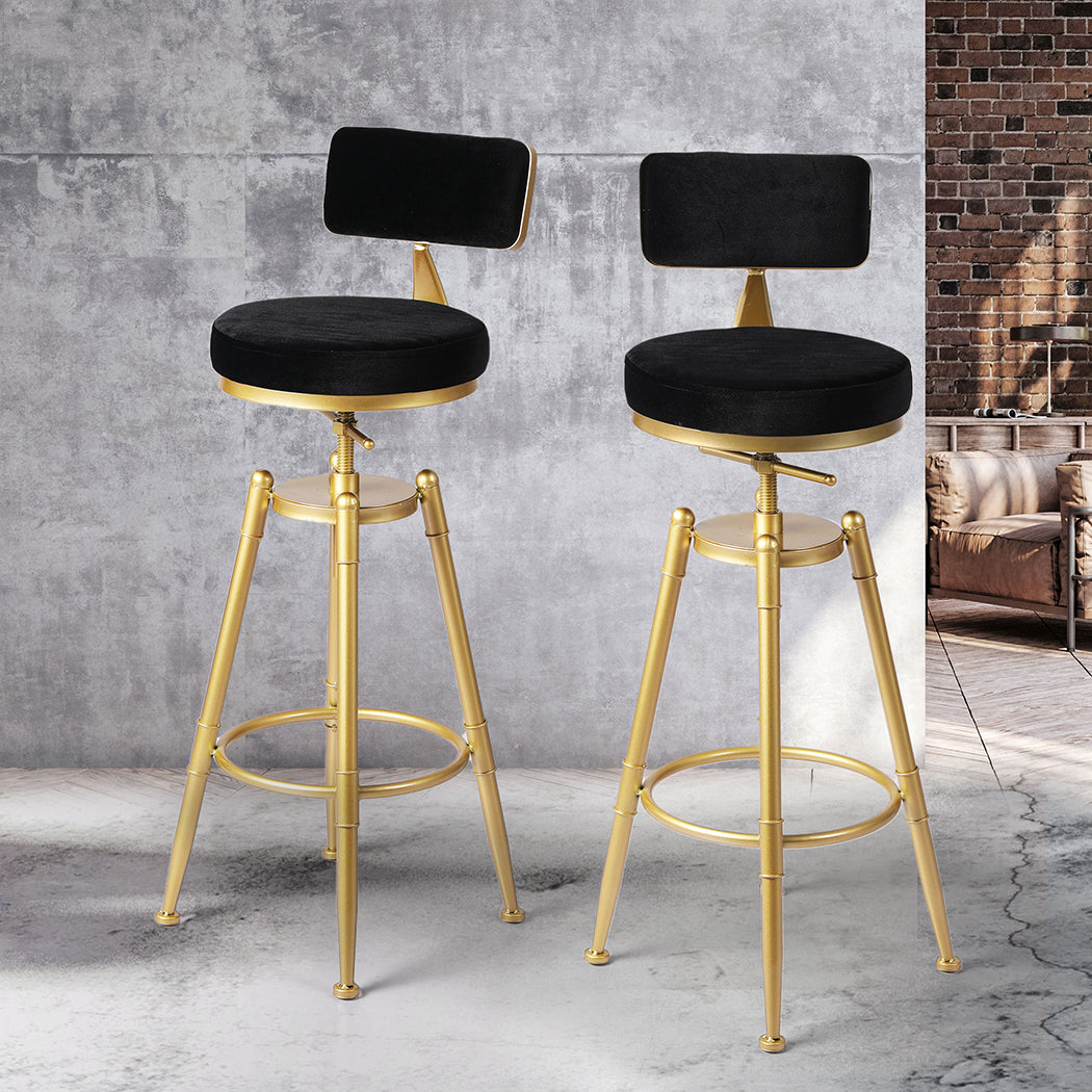 Levede 1x Velvet Bar Stools Kitchen Black