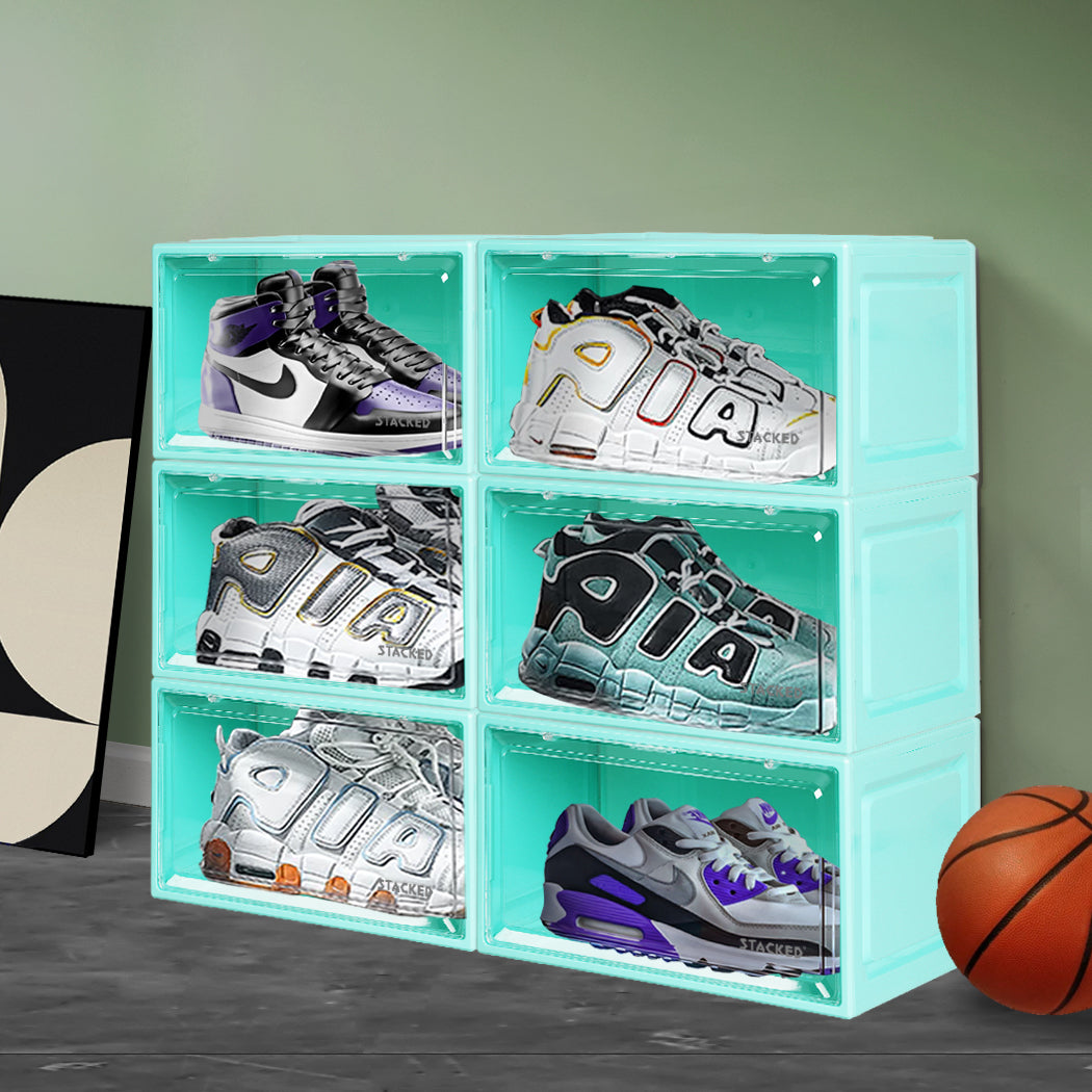 Stacked 6x Sneaker Display Case Shoe Cyan