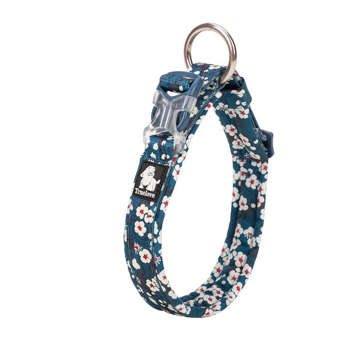 True Love Floral Dog Collar - Blue` 2XS
