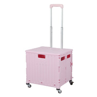 Folding Shopping Trolley Cart Portable Pink