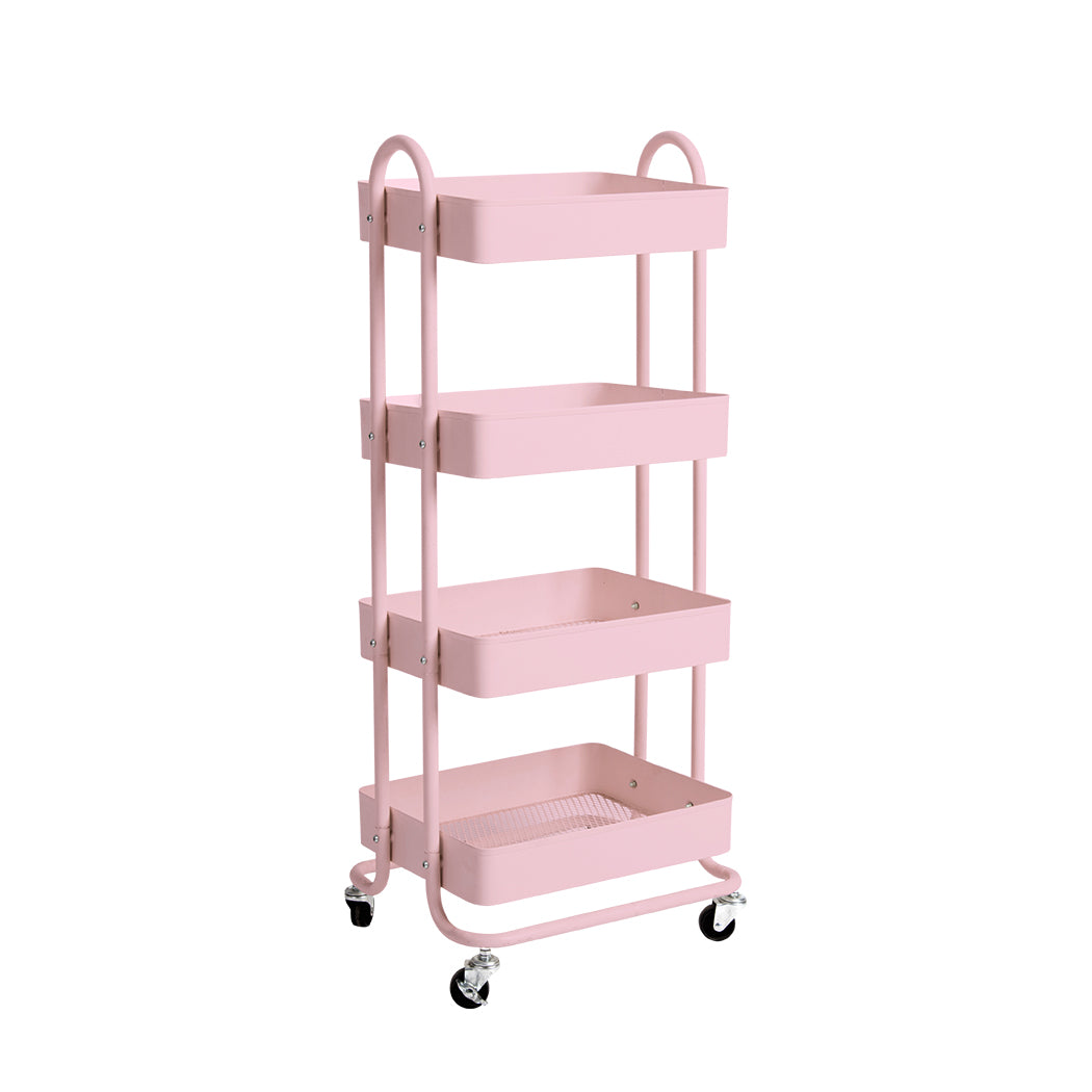 Levede 4 Tiers Kitchen Trolley Cart Pink