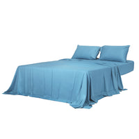 Dreamz 4pcs King Size 100% Bamboo Bed Sheet Set in Blue Colour