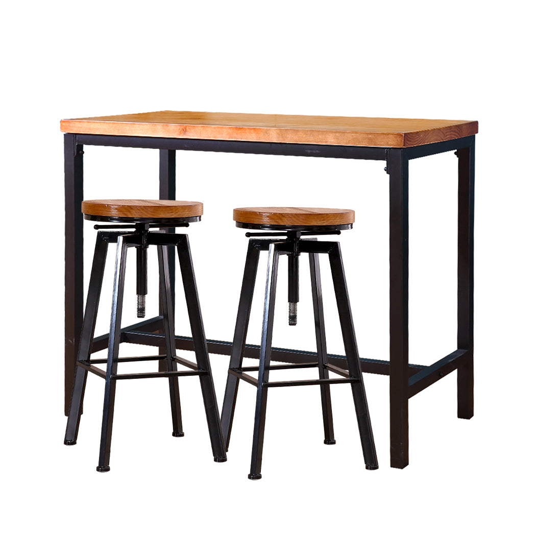 Levede 3pcs Bar Table Barstools Industrial