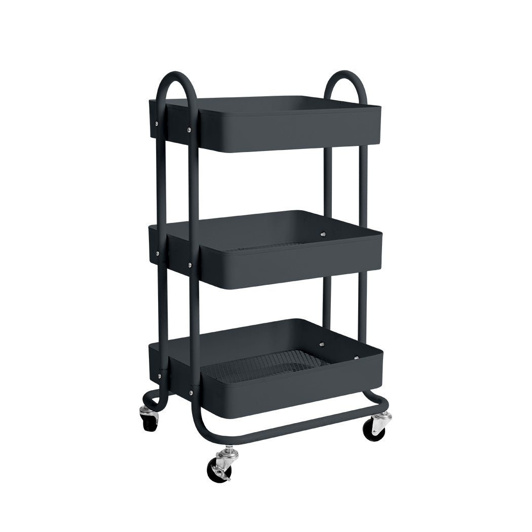 Levede 3 Tiers Kitchen Trolley Cart Grey