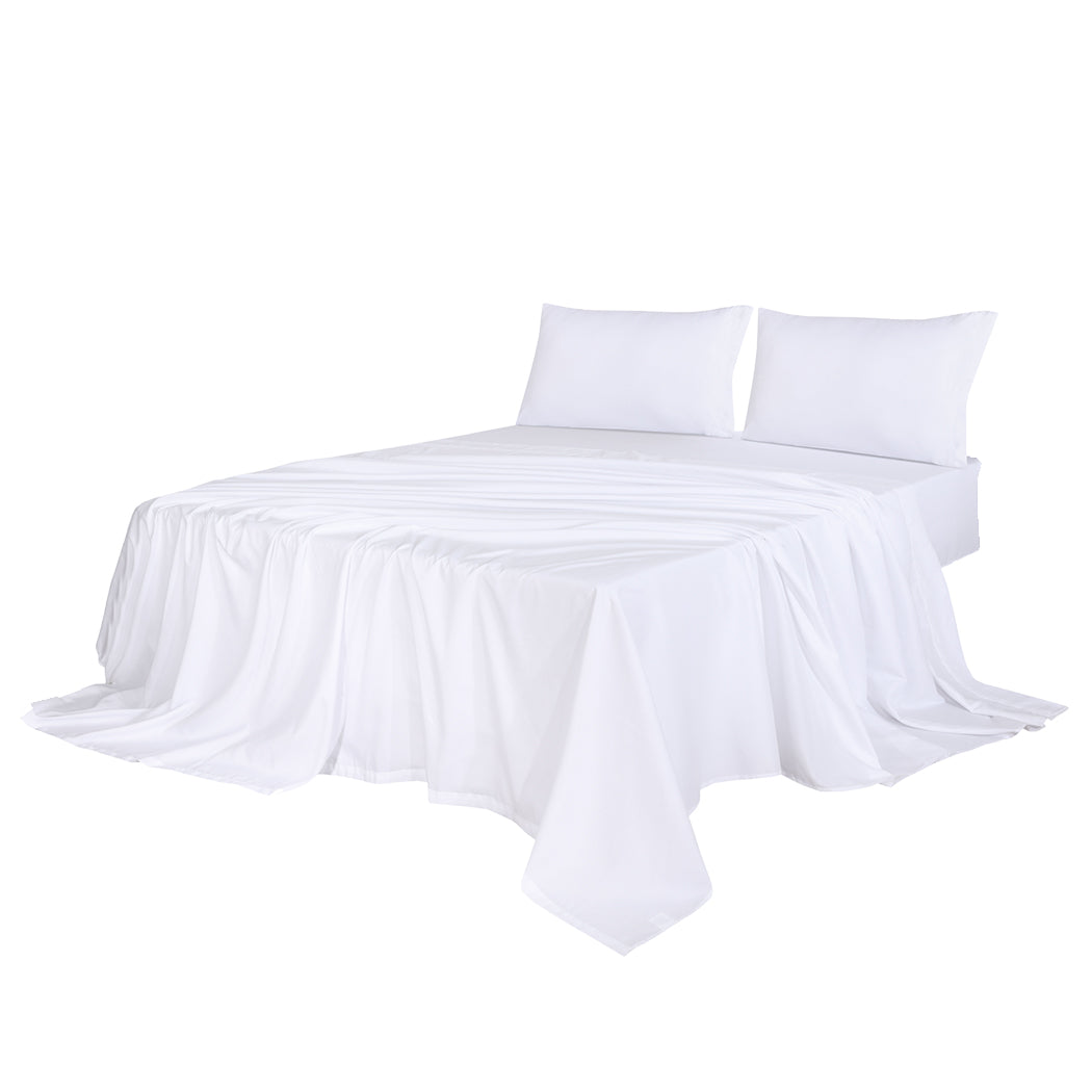 Dreamz 4pcs Queen Size 100% Bamboo Bed Sheet Set in White Colour