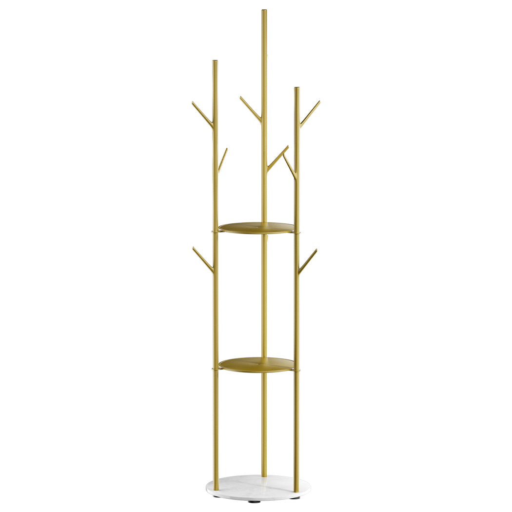 Levede Coat Rack Clothes Stand 8 Hook Organizer Gold