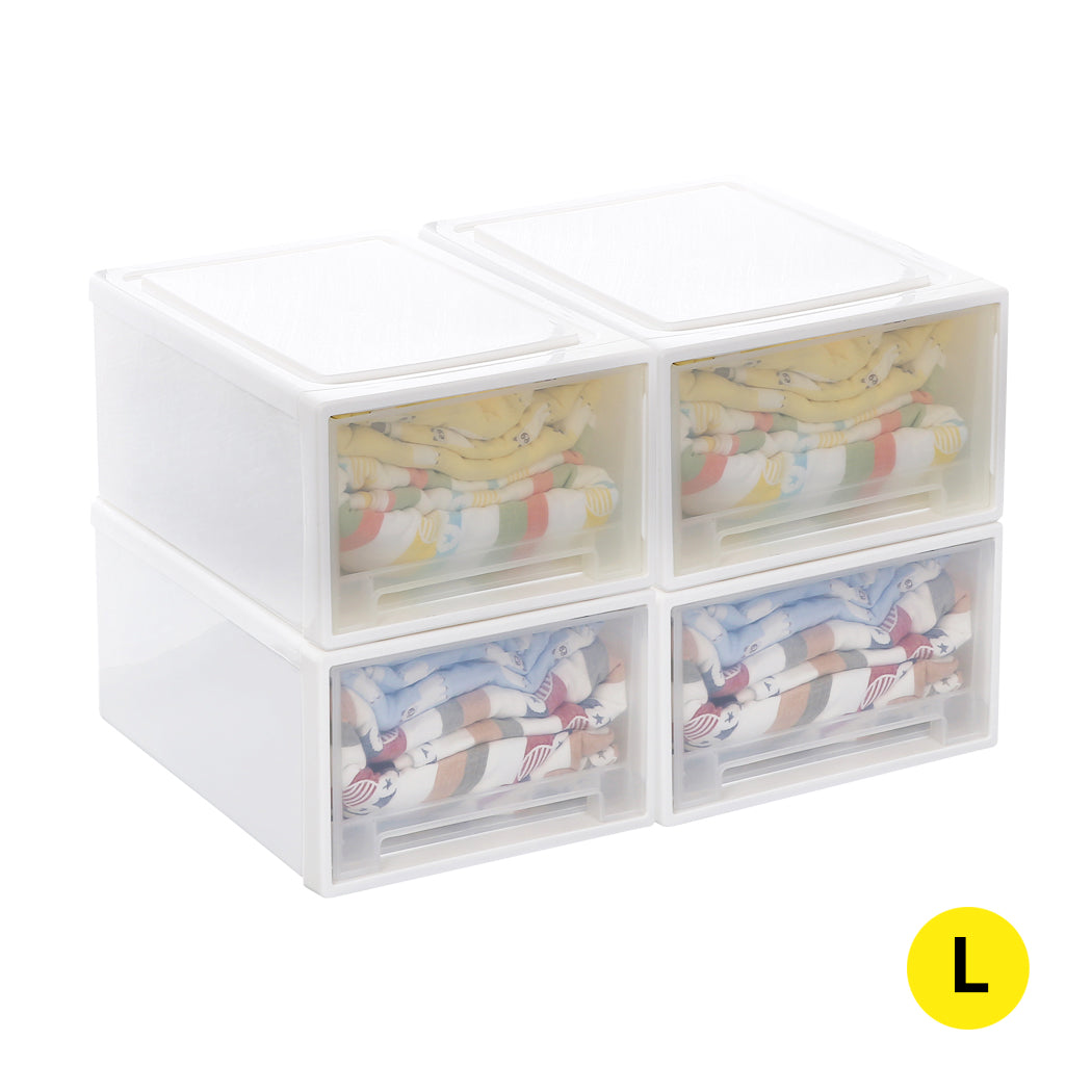 Storage Drawers Large Stackable Containers L 4PK