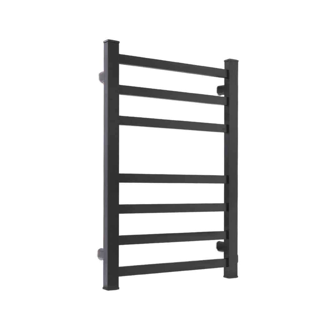 Heated Towel Rail Warmer Rack Wall Mounted Black