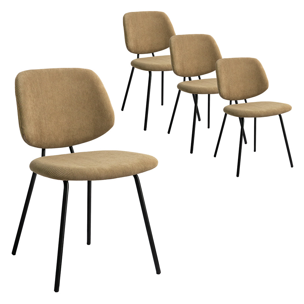 Levede 4x Dining Chairs Padded Seat Khaki