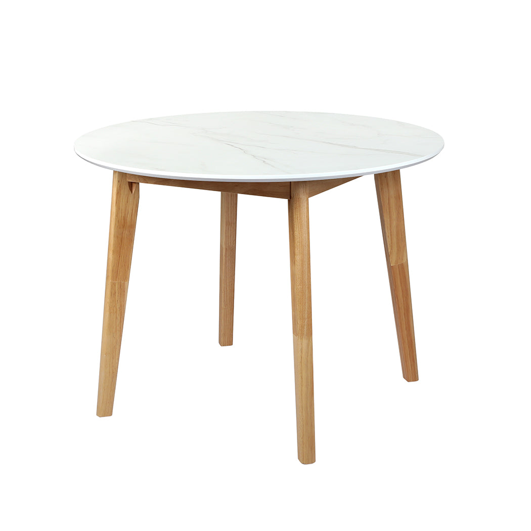 Levede Dining Table Round Rubberwood Base 100cm White 100 CM