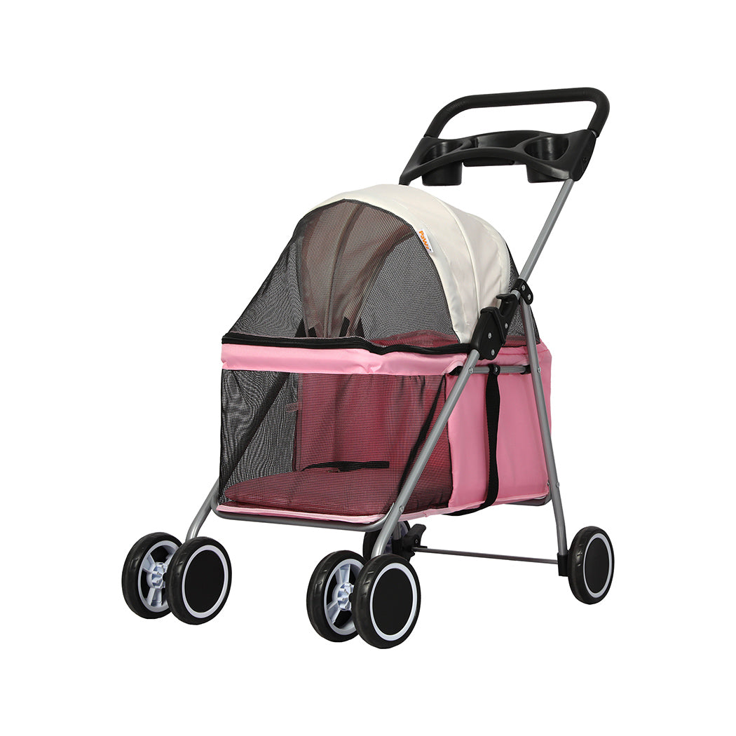 PaWz Pet Stroller Dog Cat Carrier Foldable Pink