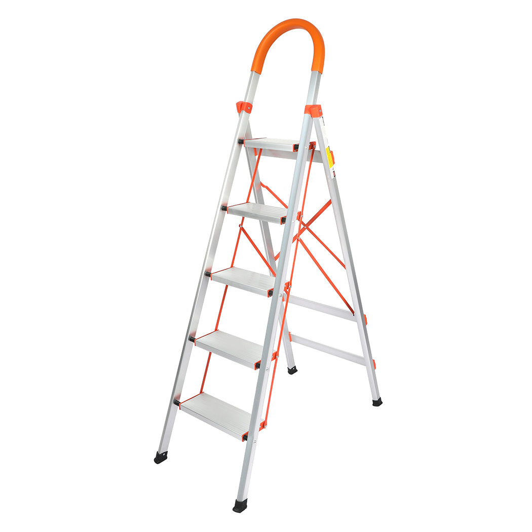 Traderight 5 Step Ladder Folding Aluminium