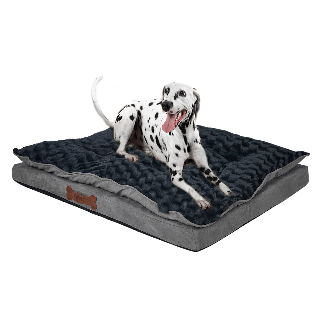 Dog Calming Bed Warm Soft Plush Comfy L Grey Large