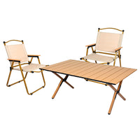 Levede Folding Camping Table Chair Set Oak