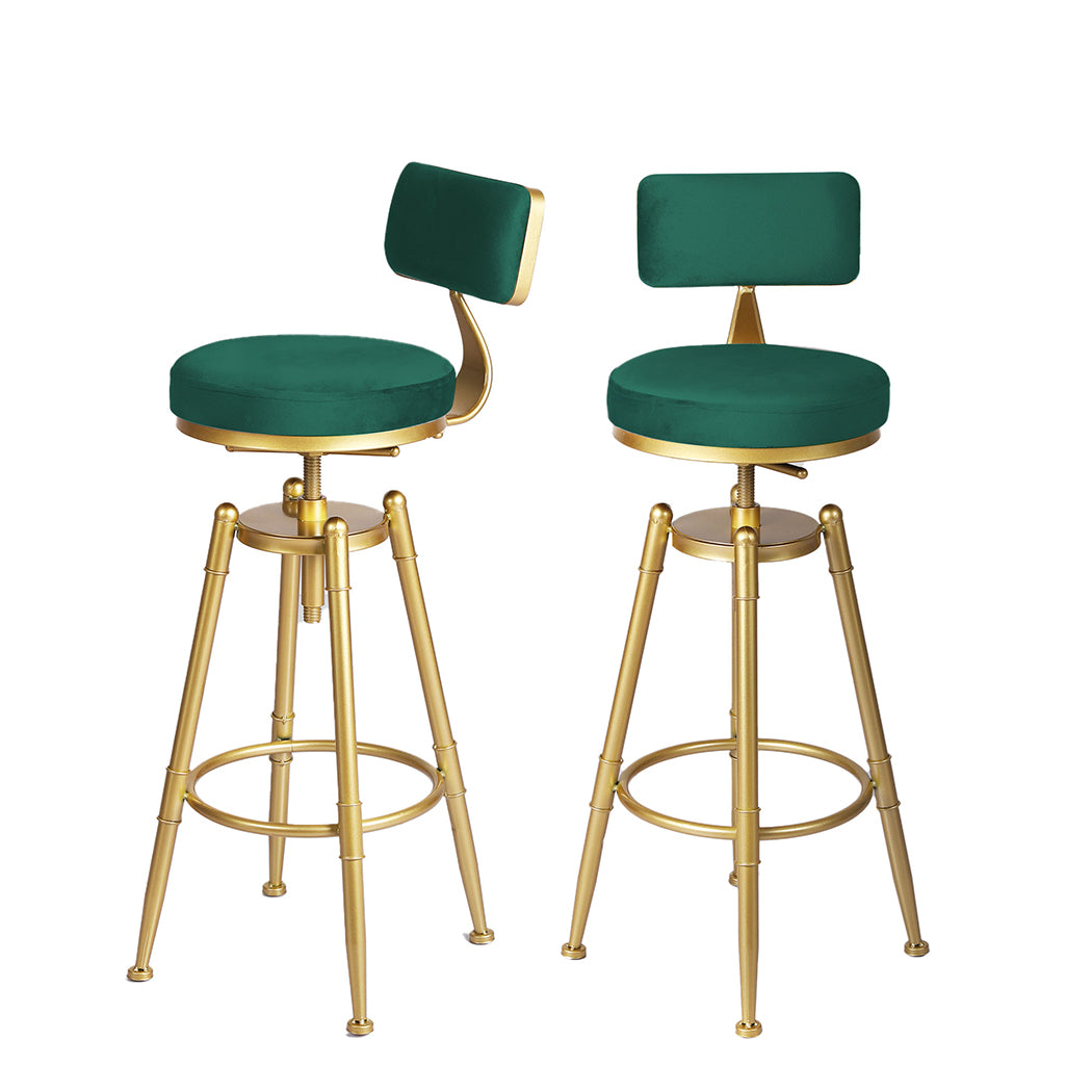 Levede 1x Bar Stools Velvet Kitchen Green