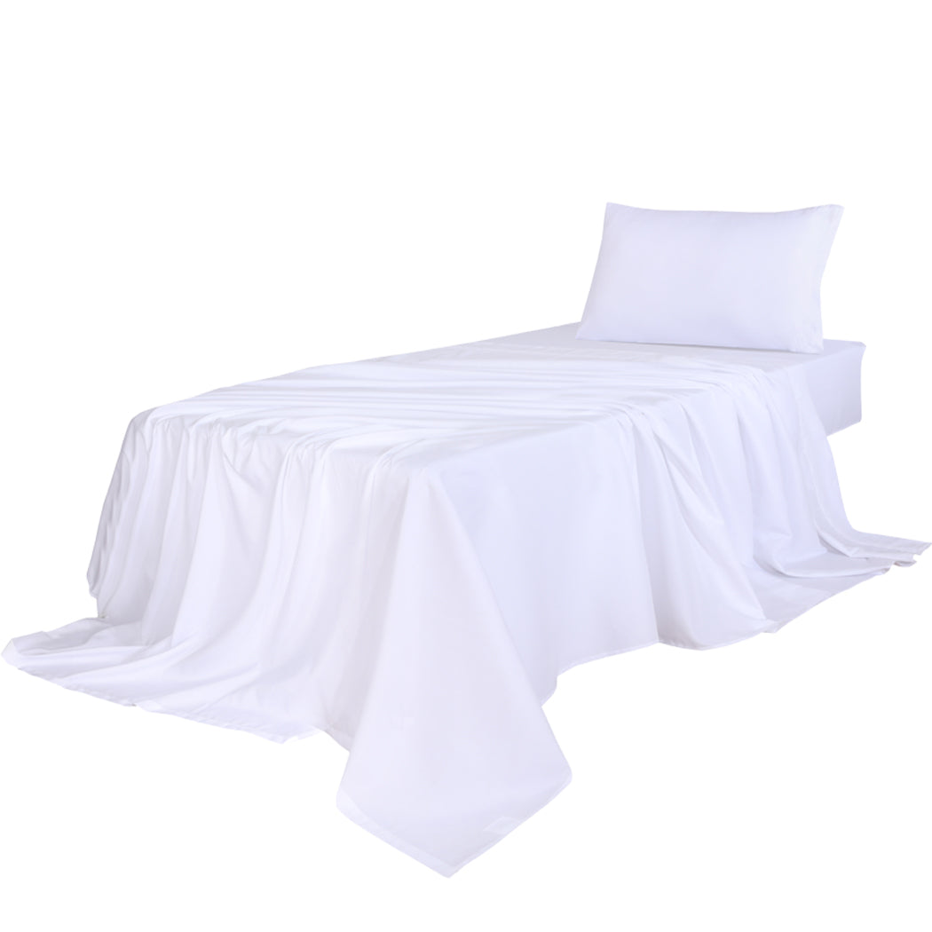 Dreamz 3pcs Sinigle Size 100% Bamboo Bed Sheet Set in White Colour Single