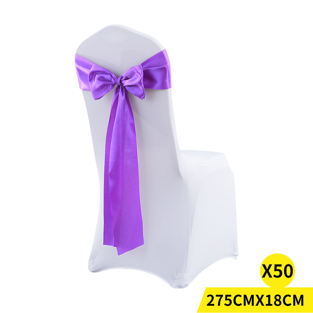 50x Satin Chair Sashes Cloth Cover Wedding Lavender