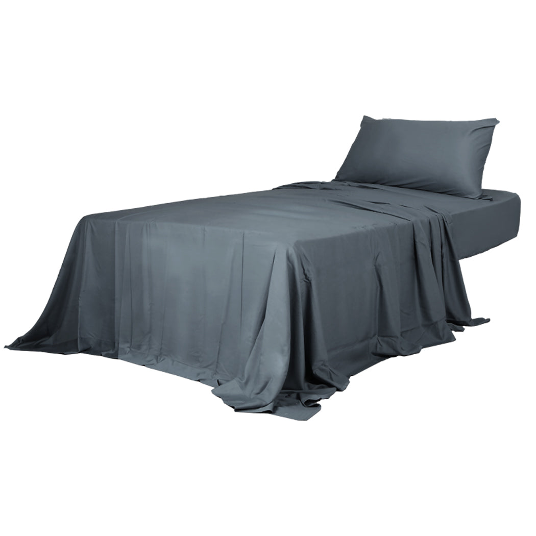 Dreamz 3pcs Sinigle Size 100% Bamboo Bed Sheet Set in Charcoal Colour Single