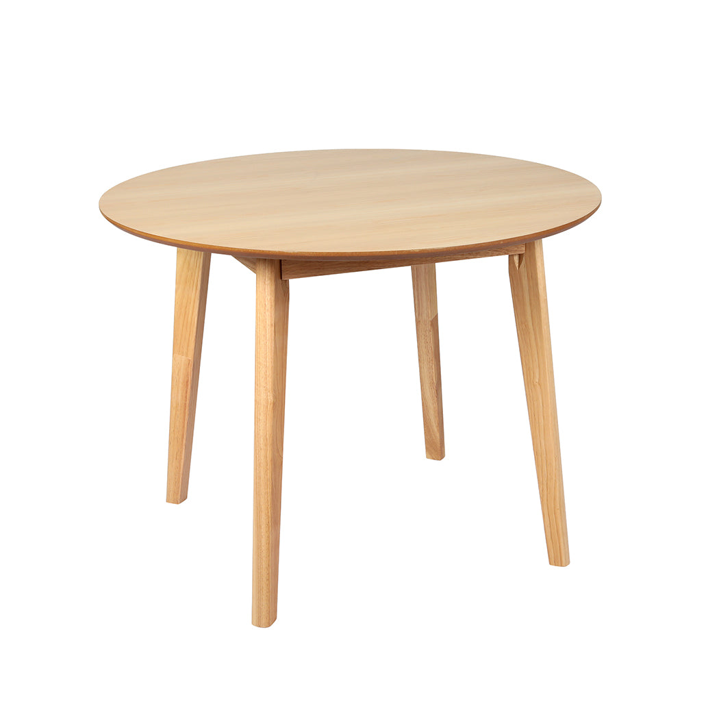 Levede Dining Table Round Rubberwood Base 100cm Natural 100 CM