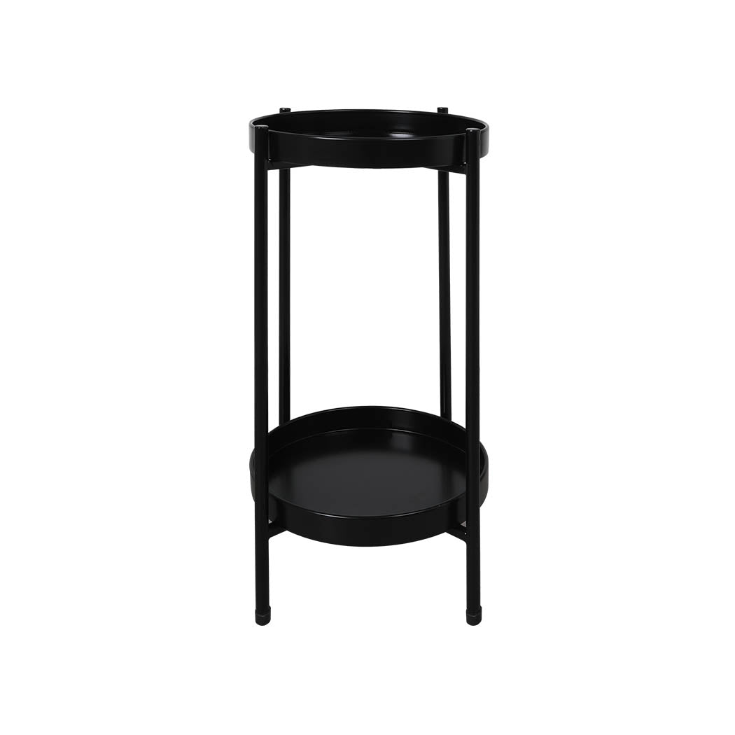 Levede 2 Tier Plant Stand Metal Flower Black Medium