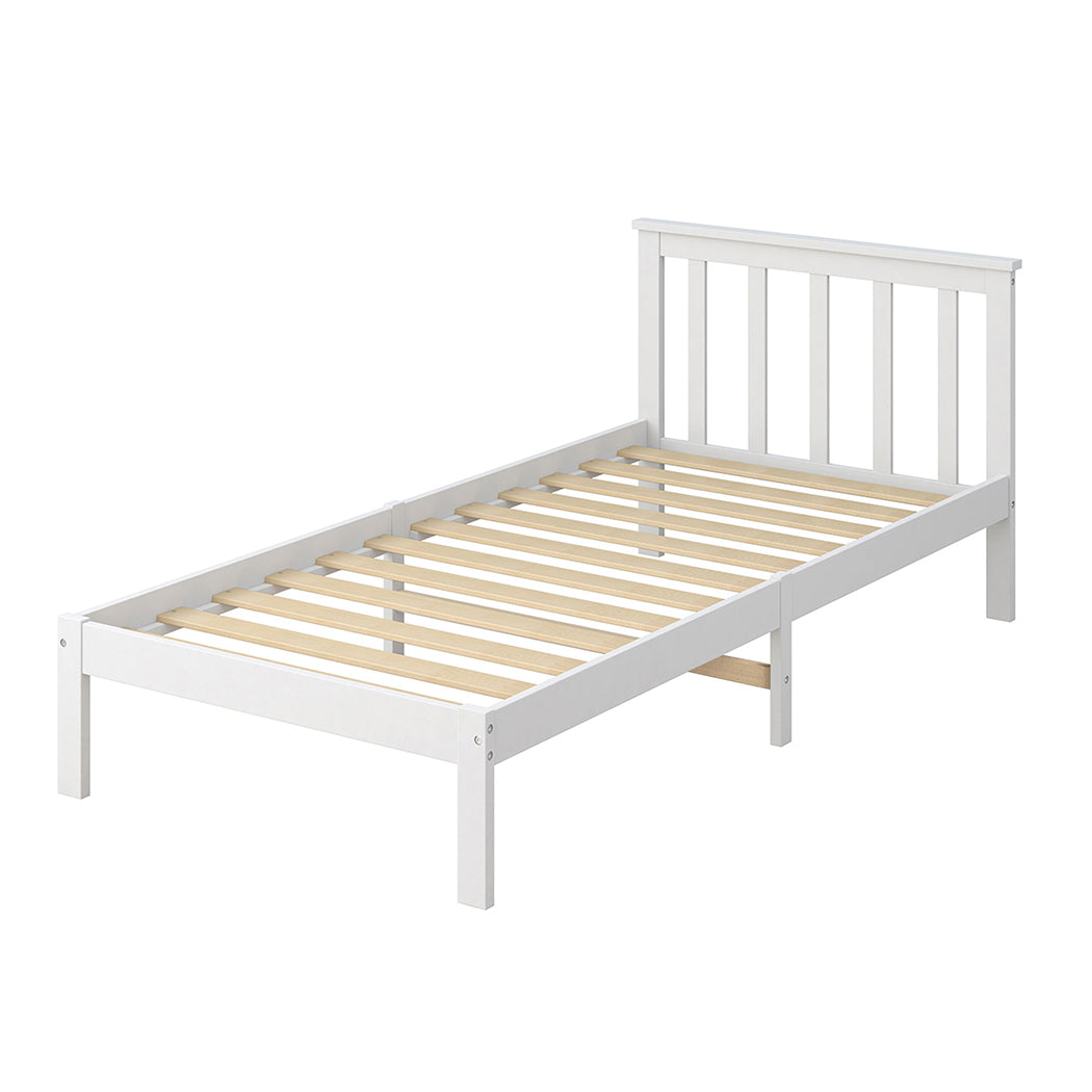 Levede Wooden Bed Frame King Single White