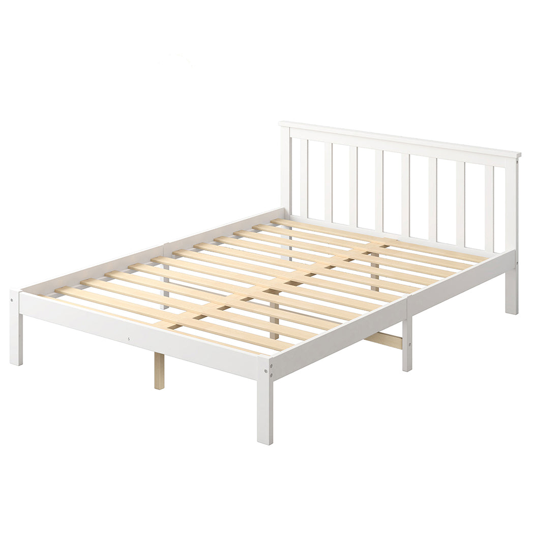 Levede Wooden Bed Frame Double Full White