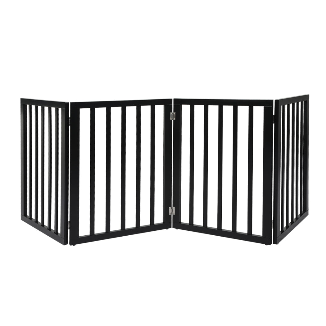 PaWz 4 Panels Wooden Pet Gate Dog Fence Black 600x 3MM