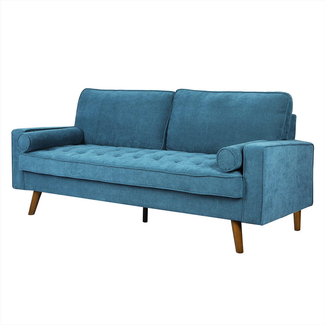 Levede Fabric Sofa Armchair 3 Seater Couch Blue 191cm Wide