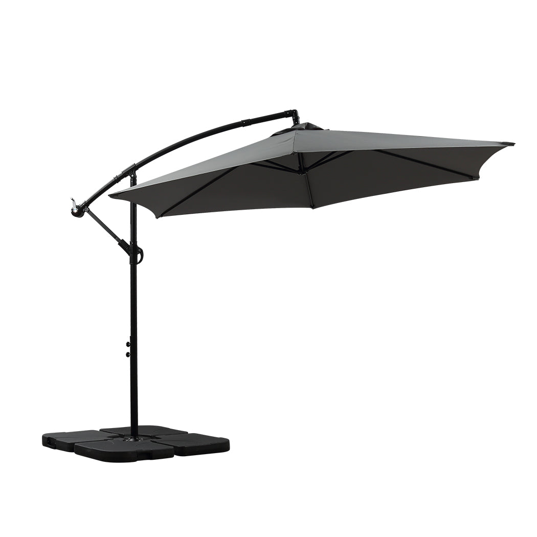 Mountview 3M Outdoor Umbrella Cantilever Grey With Base