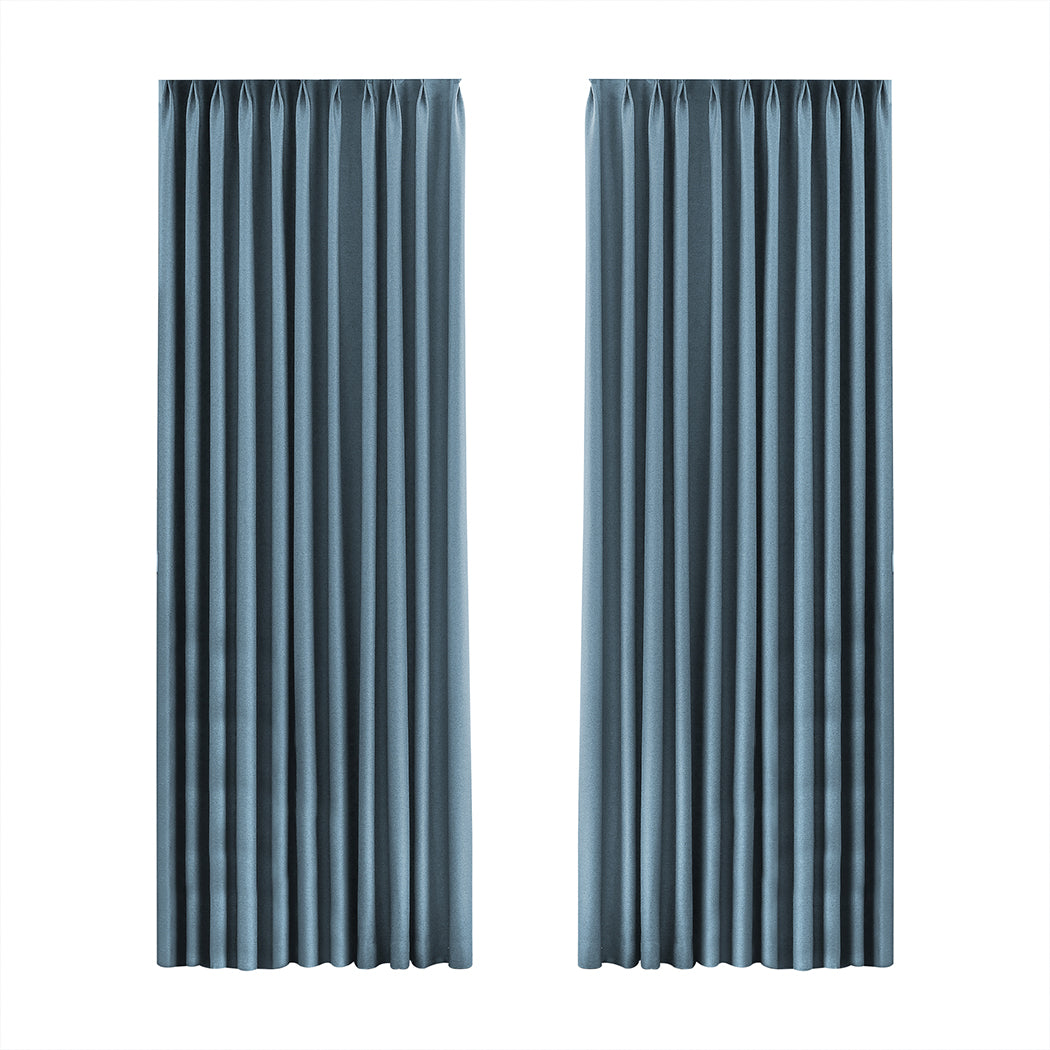 Marlow 2XBlockout Curtains Chenille 132x250 Blue
