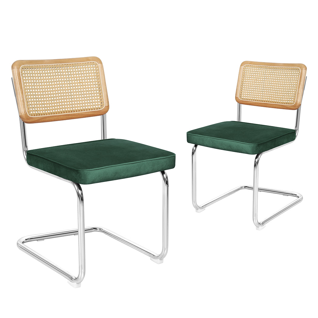 Levede 2xRattan Chair Dining Chairs Green