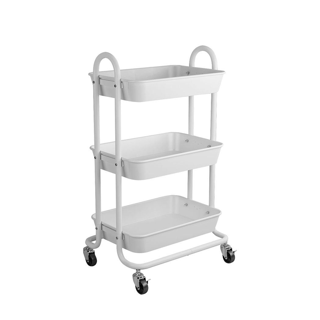 Levede 3 Tiers Kitchen Storage Trolley White