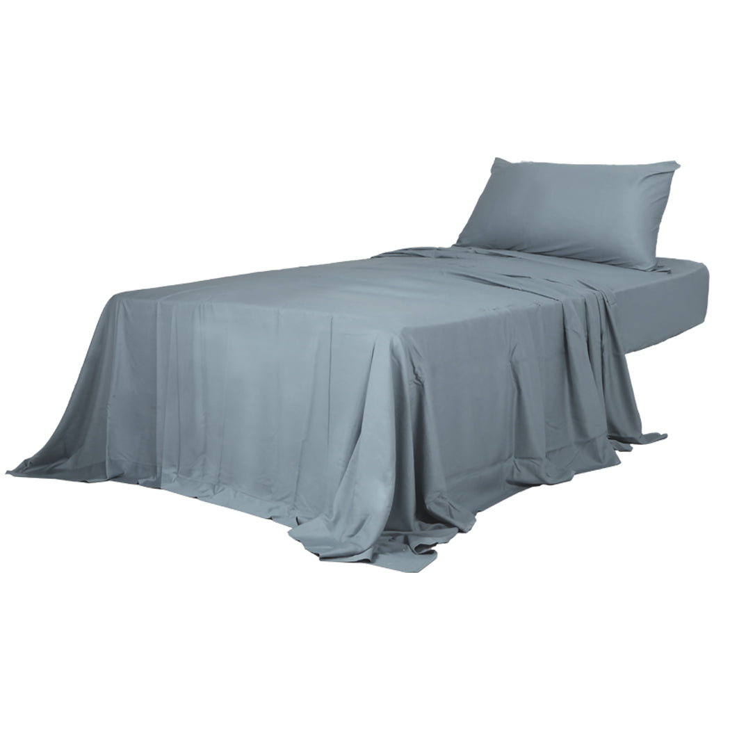 Dreamz 3pcs Sinigle Size 100% Bamboo Bed Sheet Set in Grey Colour Single