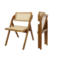 Levede 2X Foldable Rattan Dining Chairs Walnut