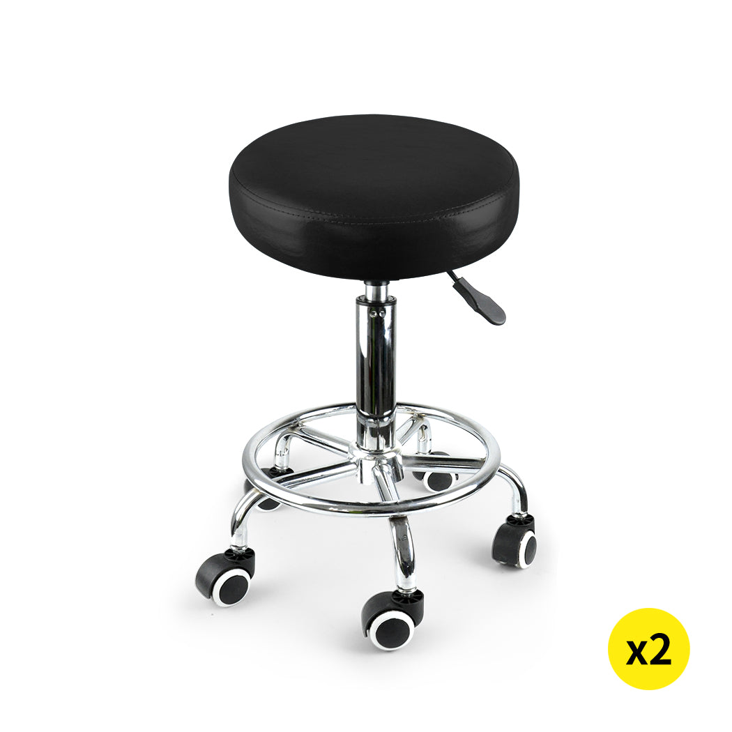 2x Levede Swivel Salon Barstool Hairdressing Black