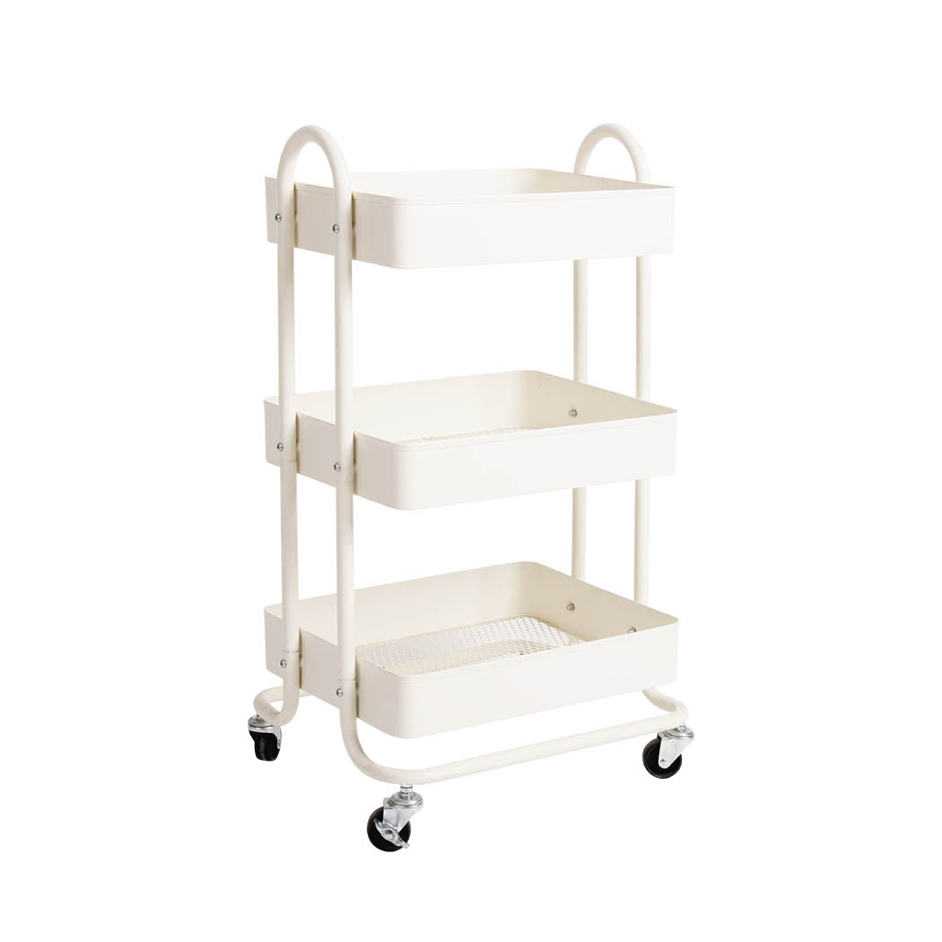 Levede 3 Tiers Kitchen Trolley Cart White