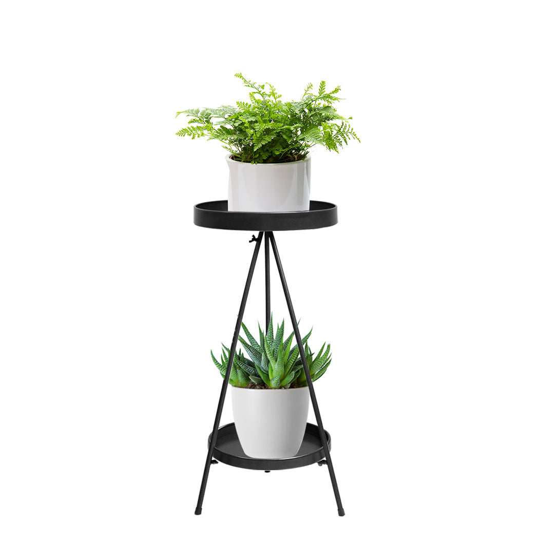 Levede Plant Stand 2 Tiers Outdoor Indoor Black Medium