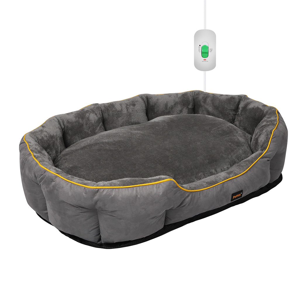 PaWz Electric Pet Heater Bed Heated L Grey Large