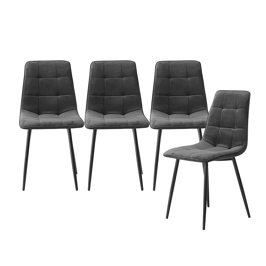 Levede 4x Dining Chairs Kitchen Velvet Grey