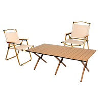 Levede Folding Camping Table Chair Set Oak