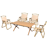 Levede Folding Camping Table Chair Set Oak