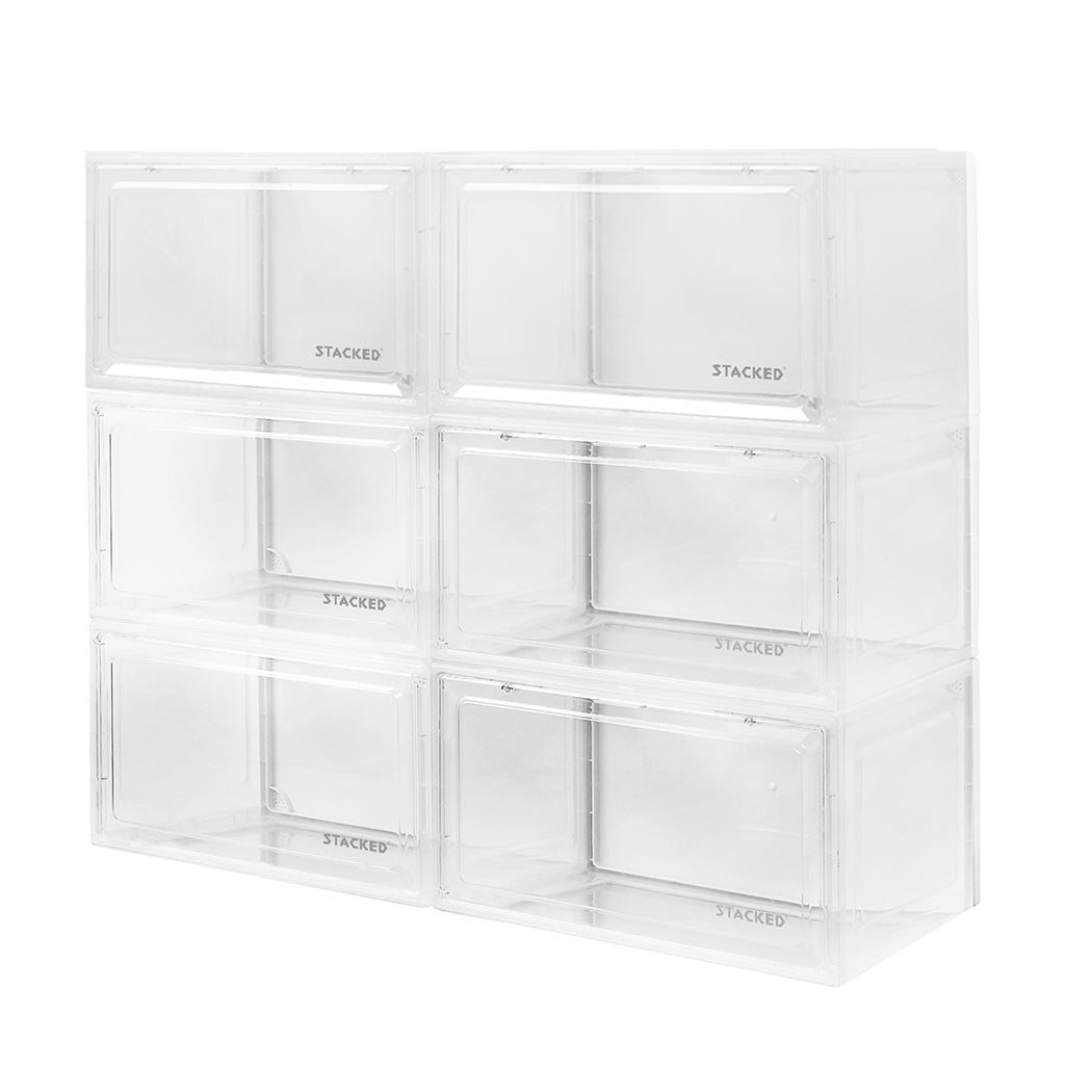 Stacked Shoe Box Acrylic Sneaker Display 6PC Clear