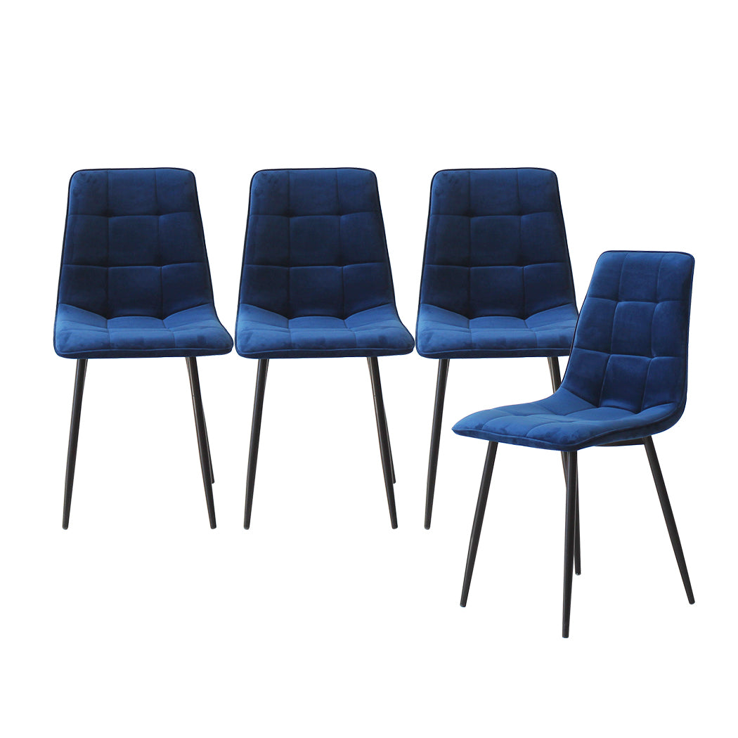 Levede 4x Dining Chairs Kitchen Velvet Blue